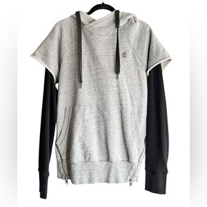 Cult of Individuality Layered Hoodie Medium Gray Streetwear Zipper Detail